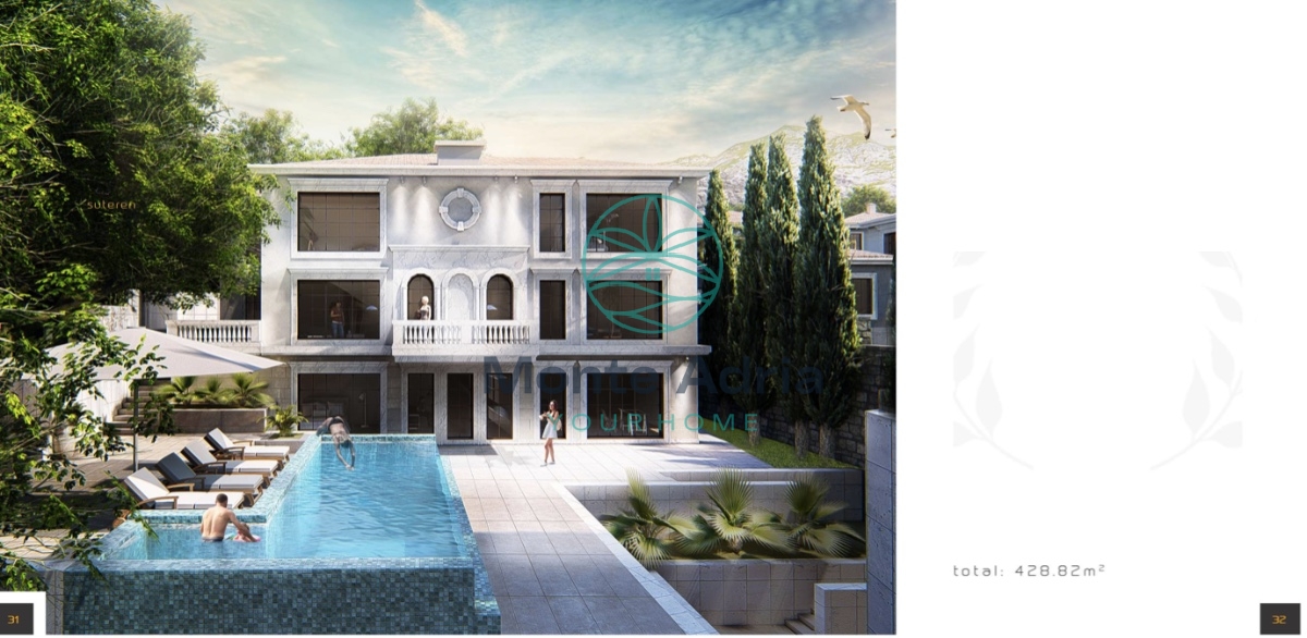 Sale of a villa of 428m2 in a luxury complex in Rezevici, near St. Stefan